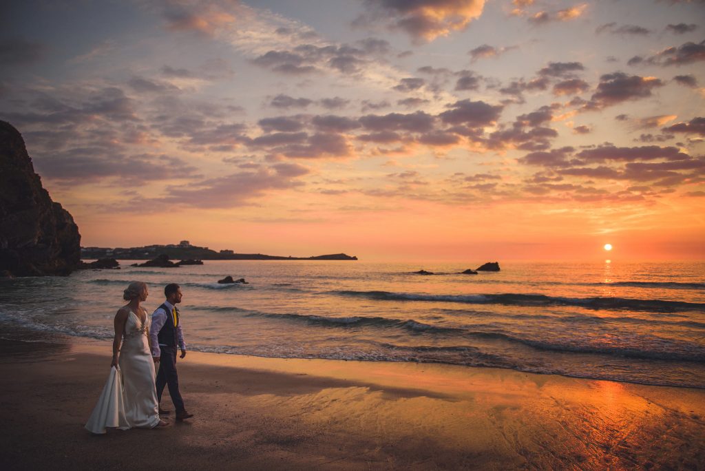 lusty glaze beach sunset wedding
