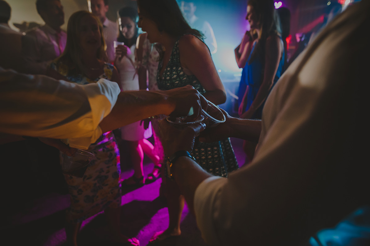 Drinks flowing on dance floor