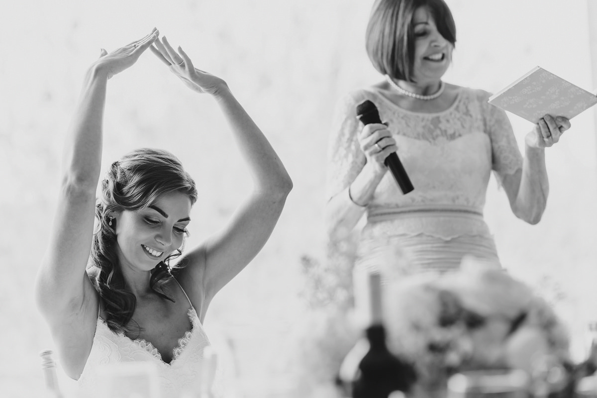 Bride reaction to speeches