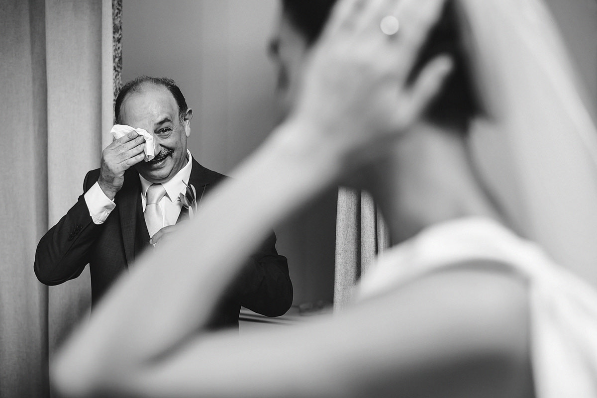 Father daughter first look wedding photo