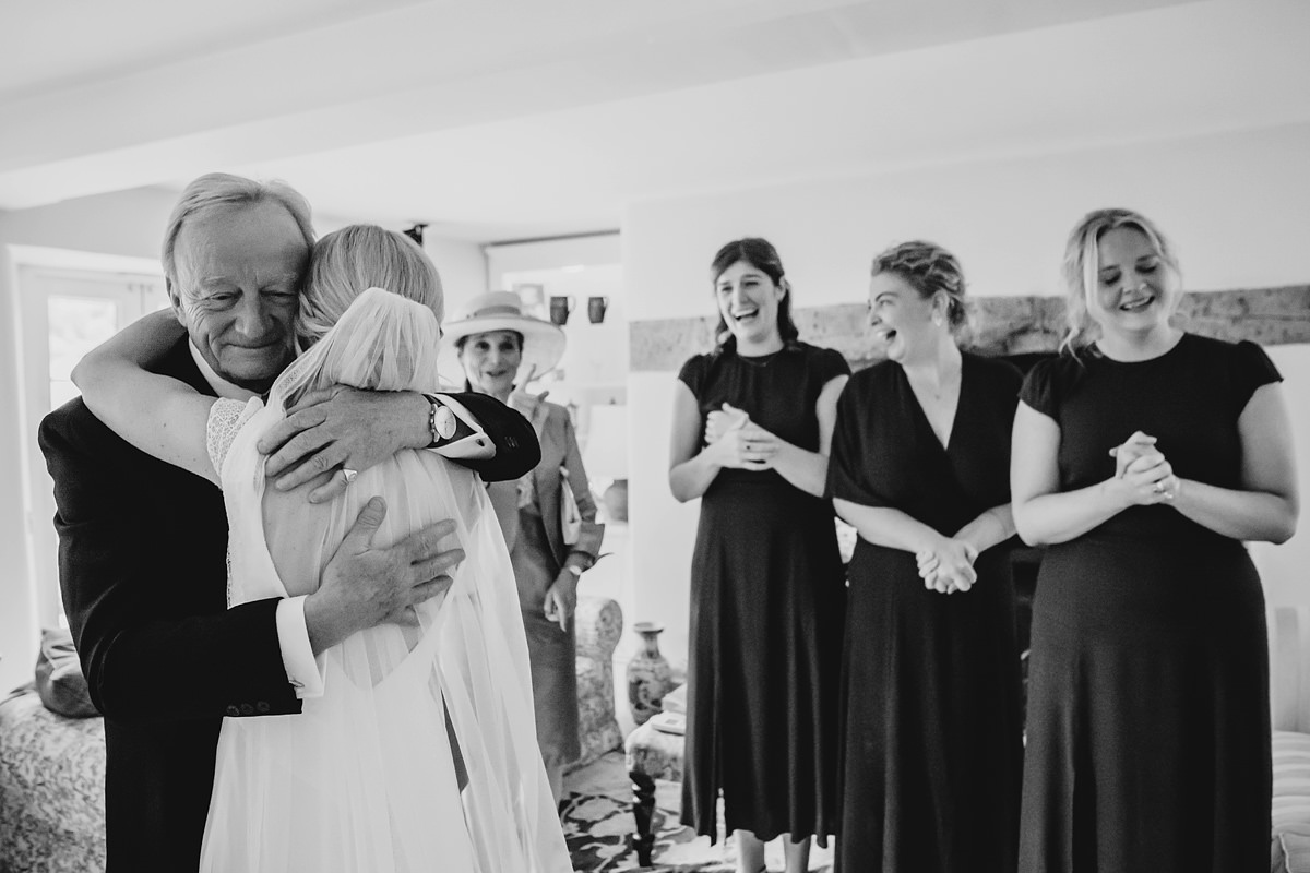 Father daughter first look wedding photo