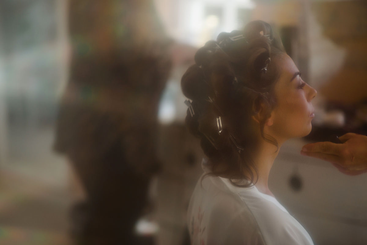 Bride getting ready at Kingston Estate