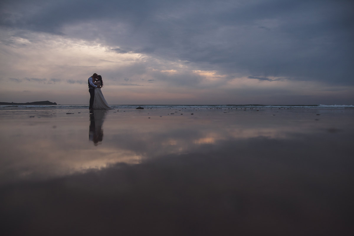 Lusty Glaze sunset wedding photography