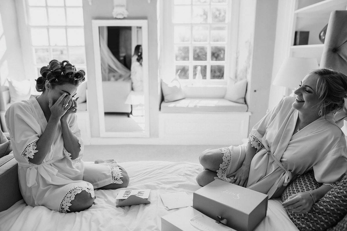 Emotional bride at a Devon wedding