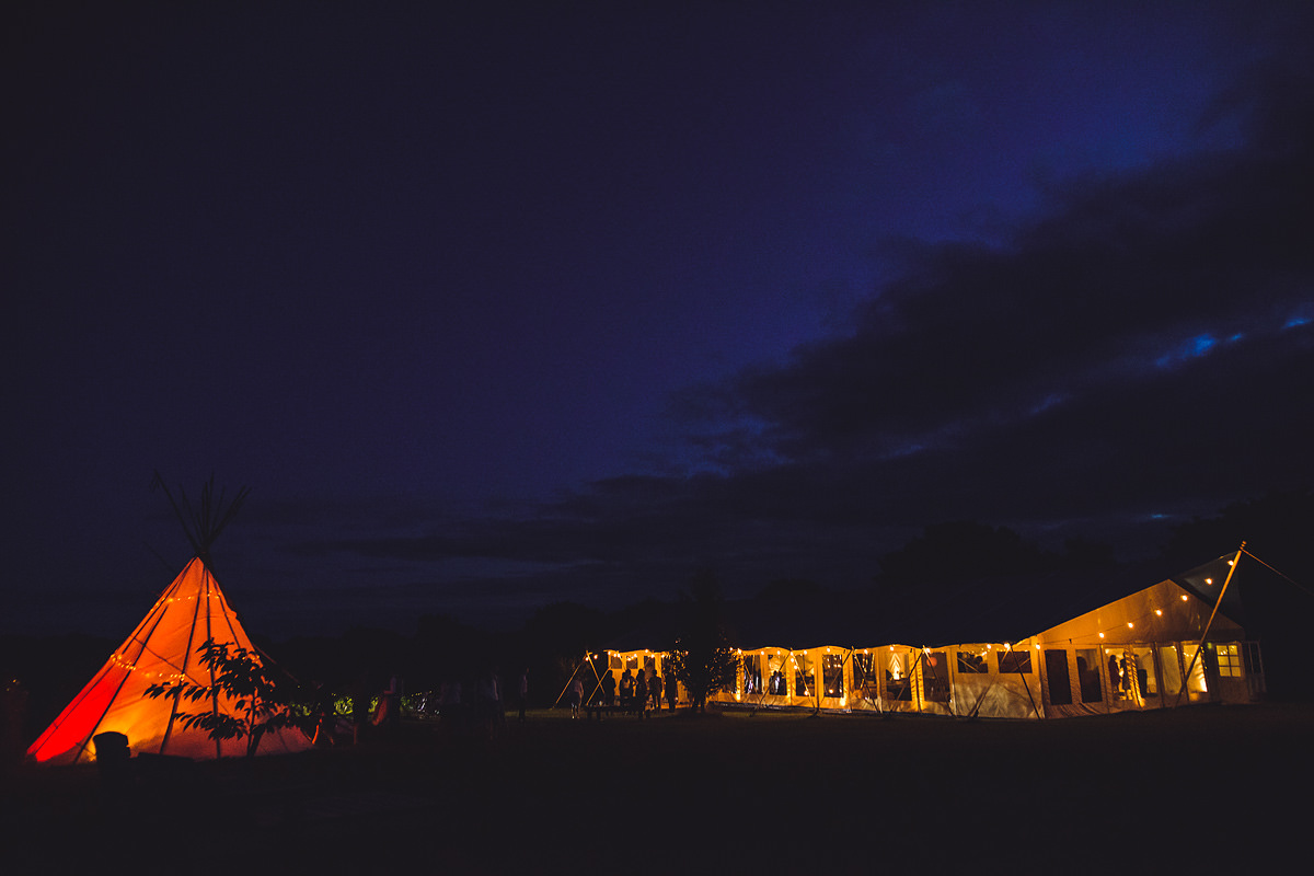 Wedding marquee at night